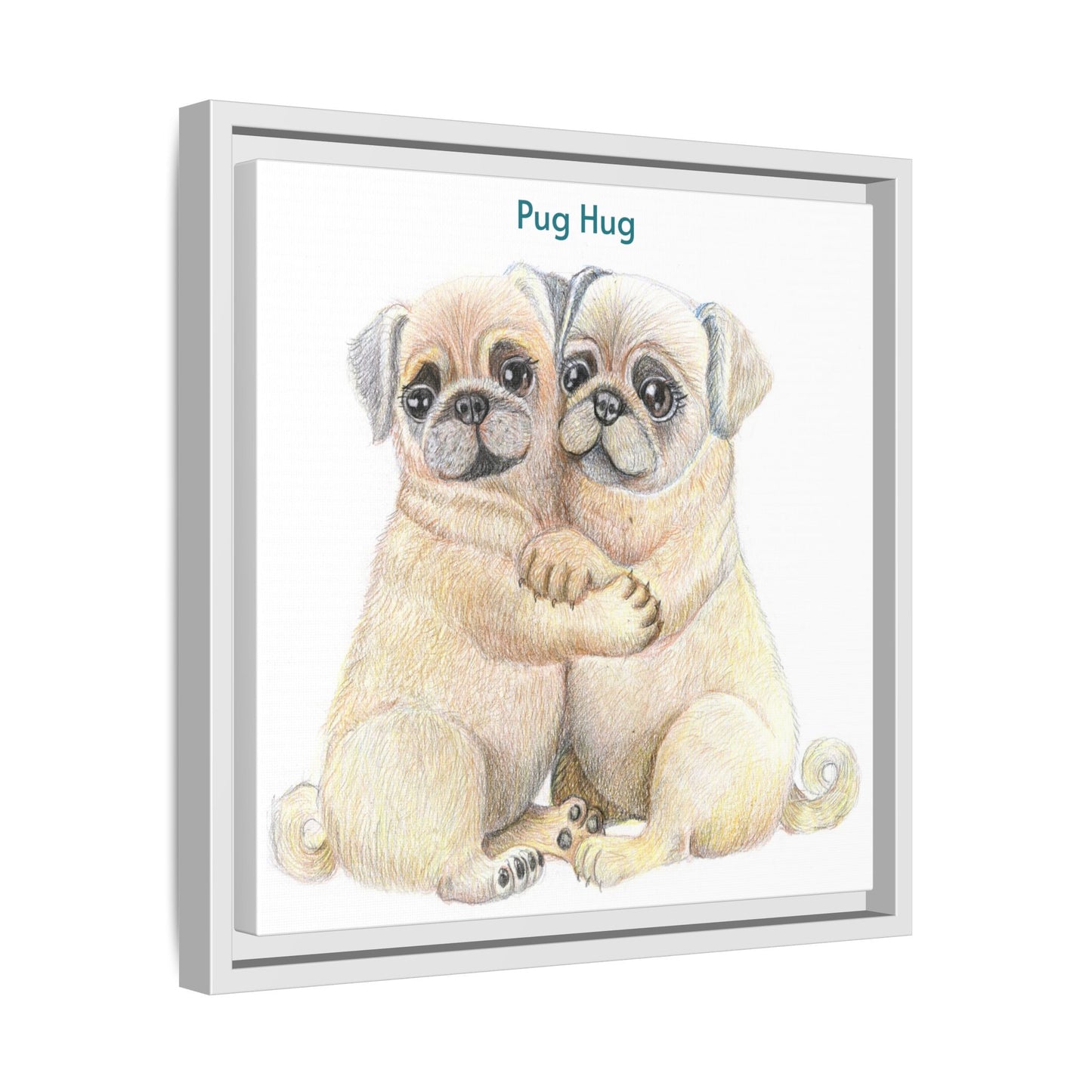 Pug Hug Framed Canvas Print