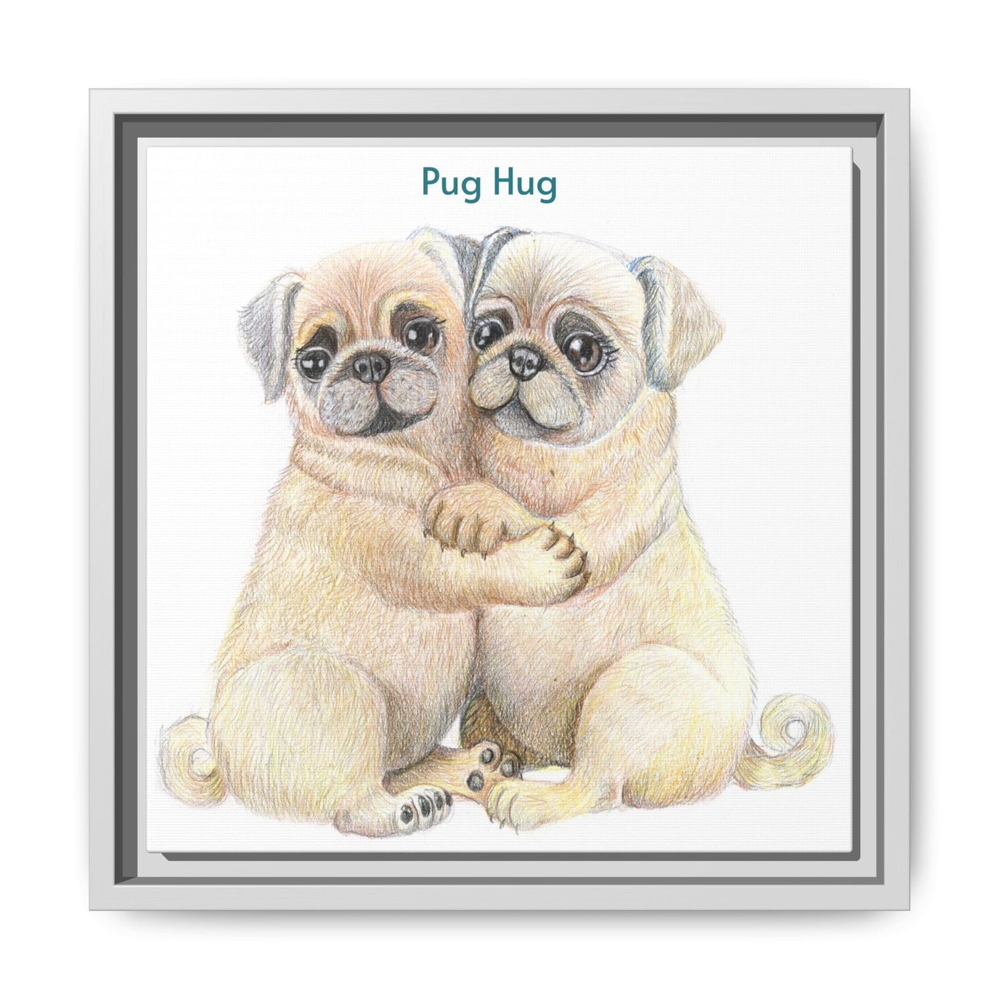 Pug Hug Framed Canvas Print
