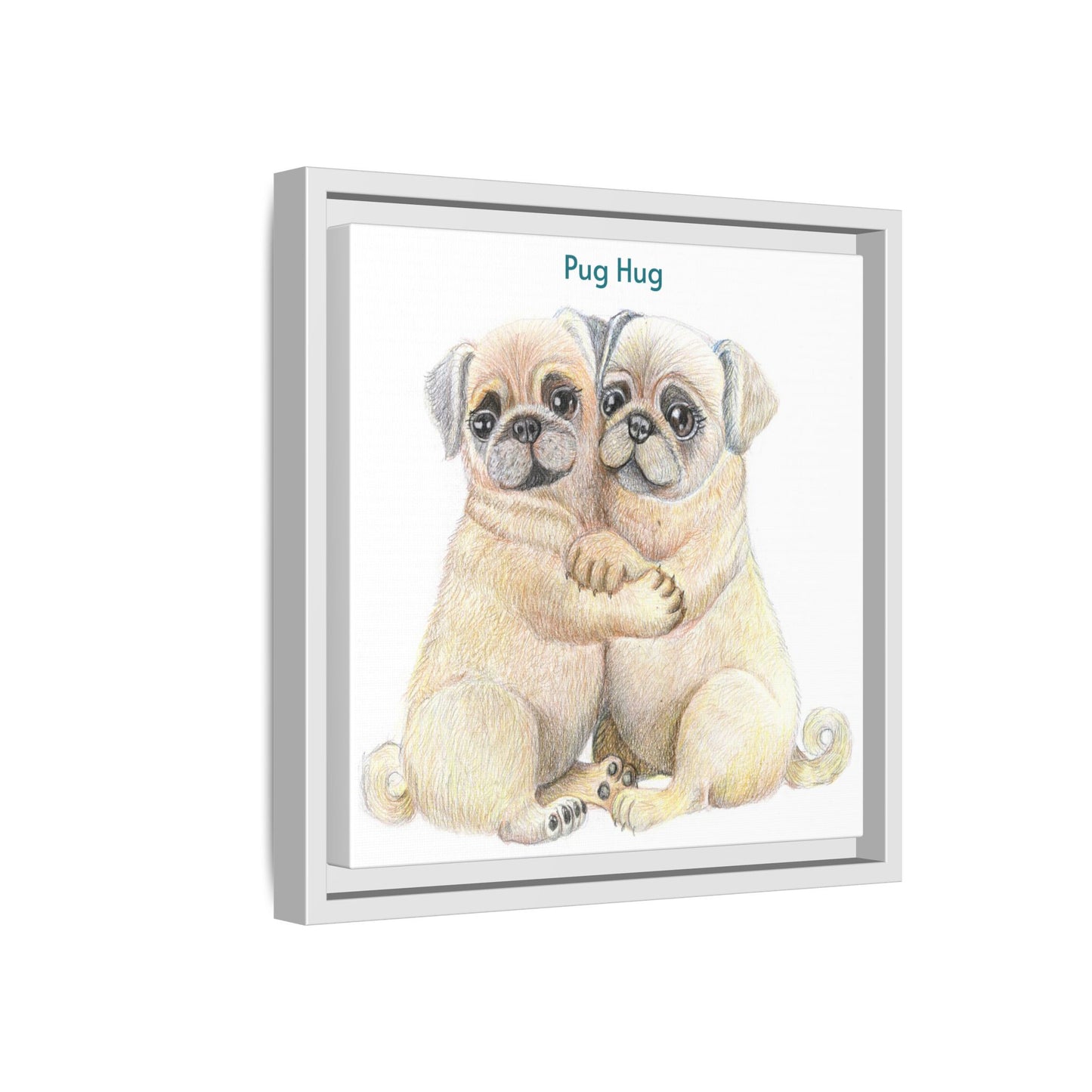 Pug Hug Framed Canvas Print