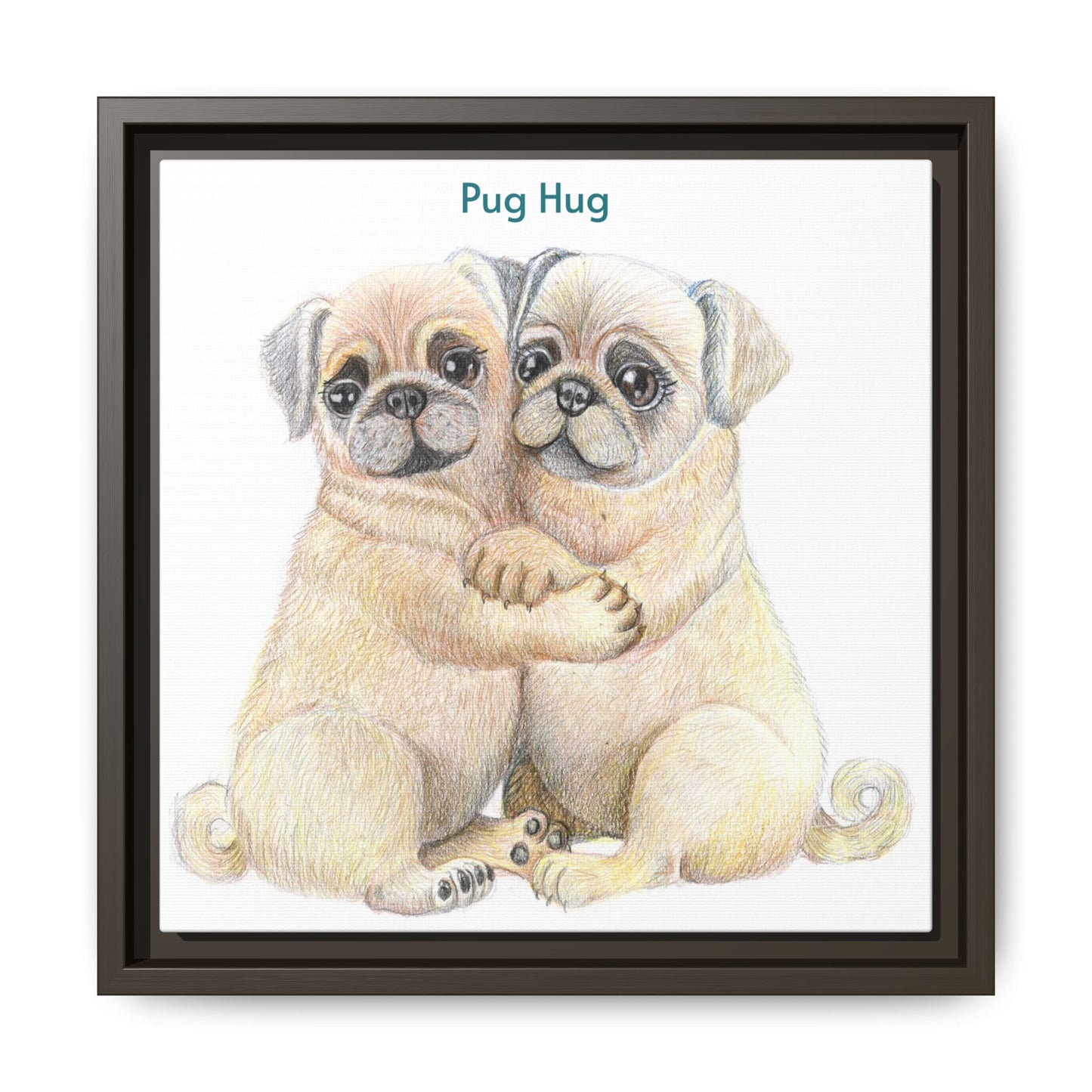 Pug Hug Framed Canvas Print