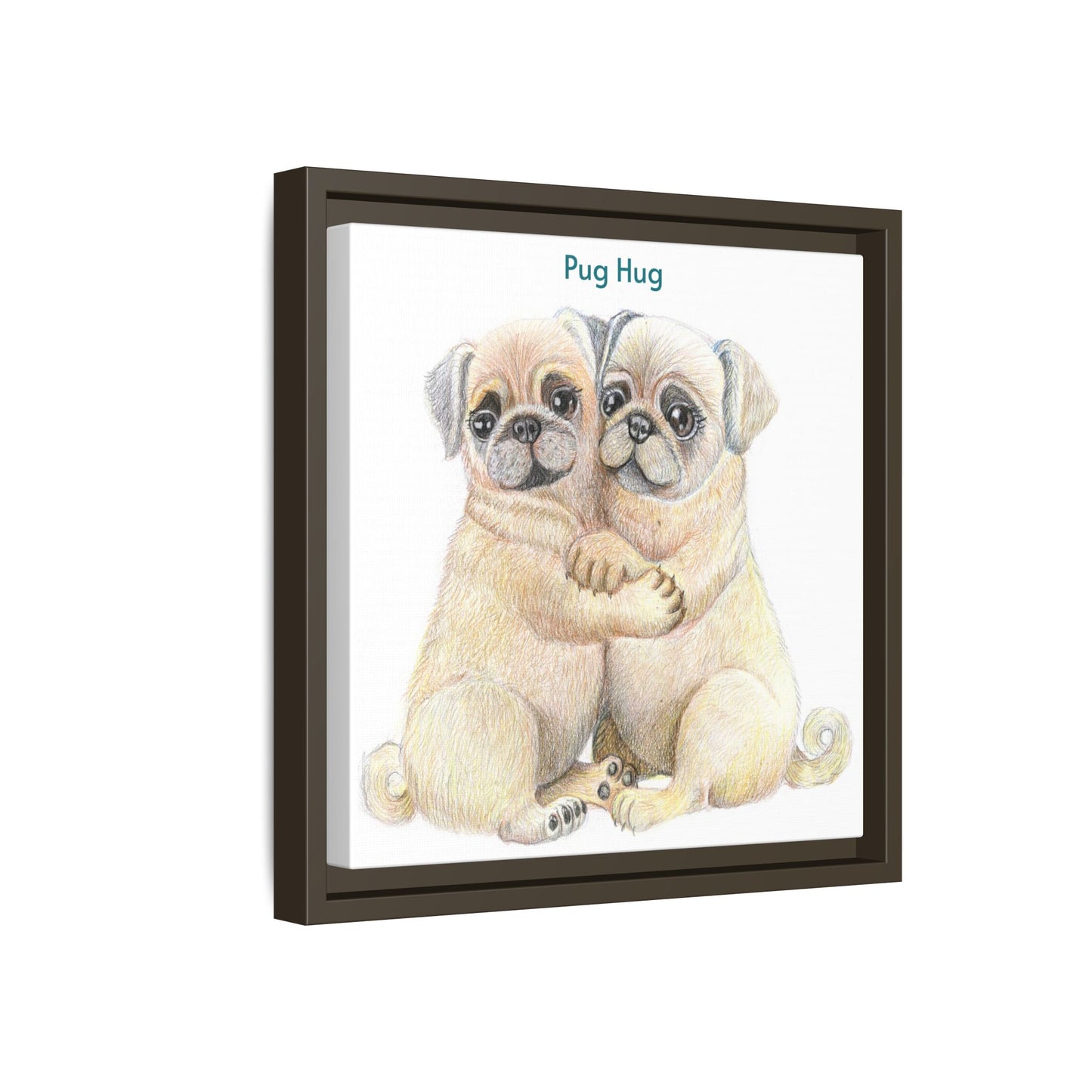 Pug Hug Framed Canvas Print
