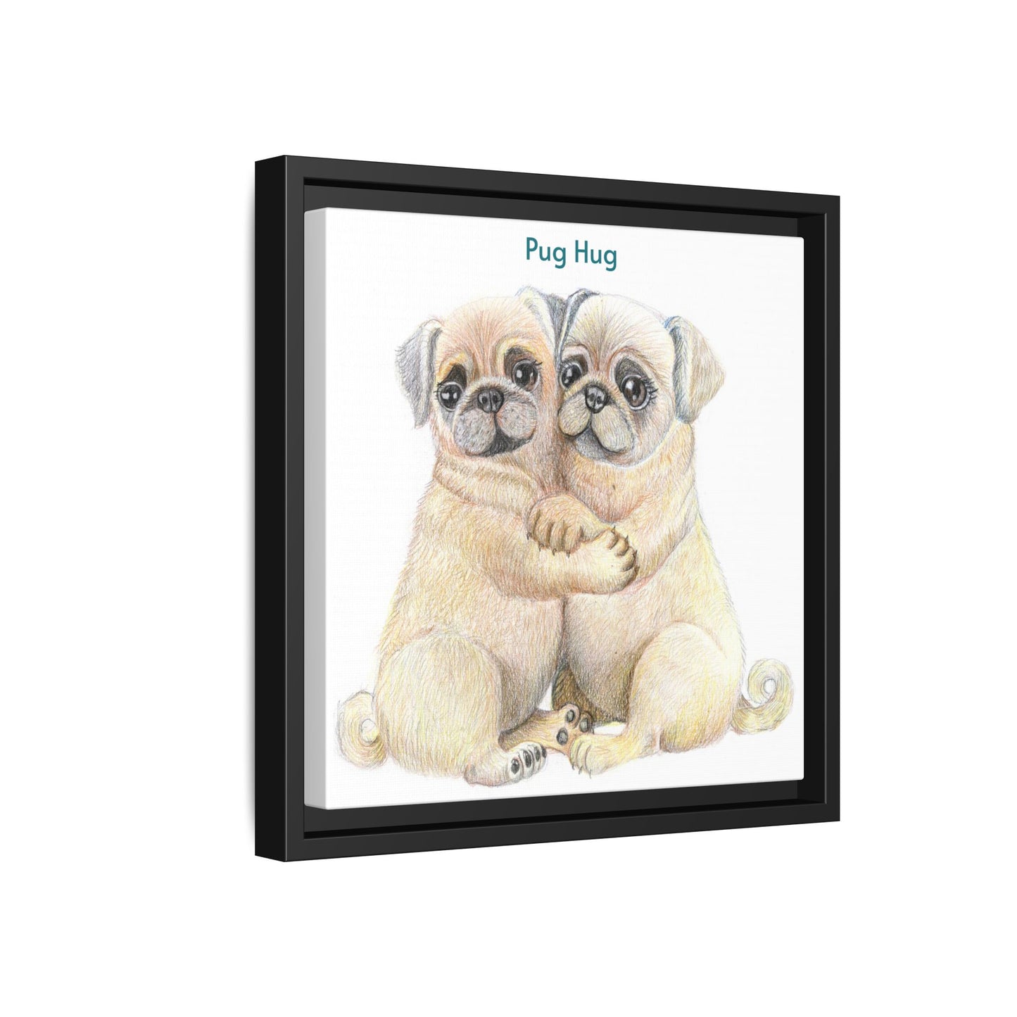 Pug Hug Framed Canvas Print