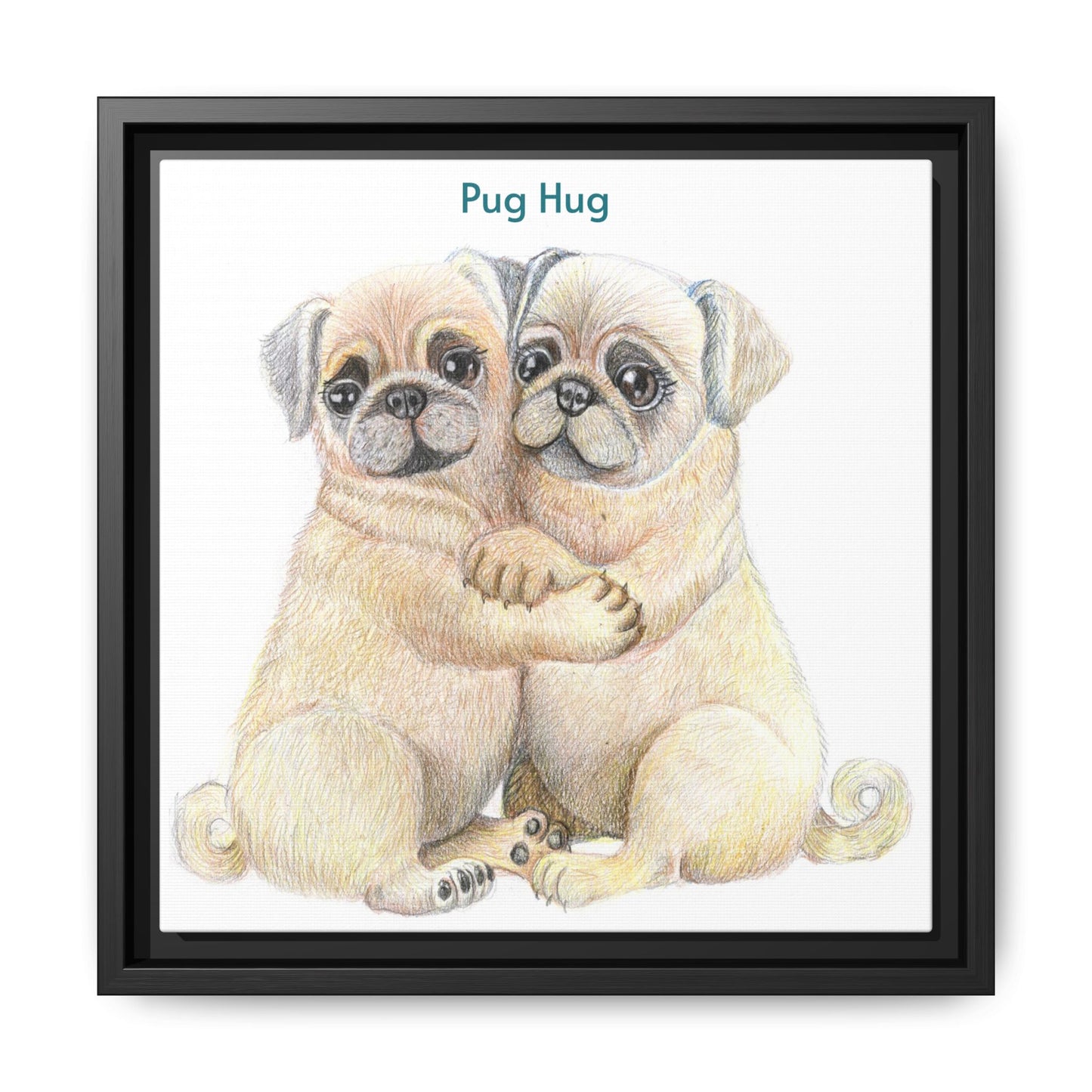 Pug Hug Framed Canvas Print