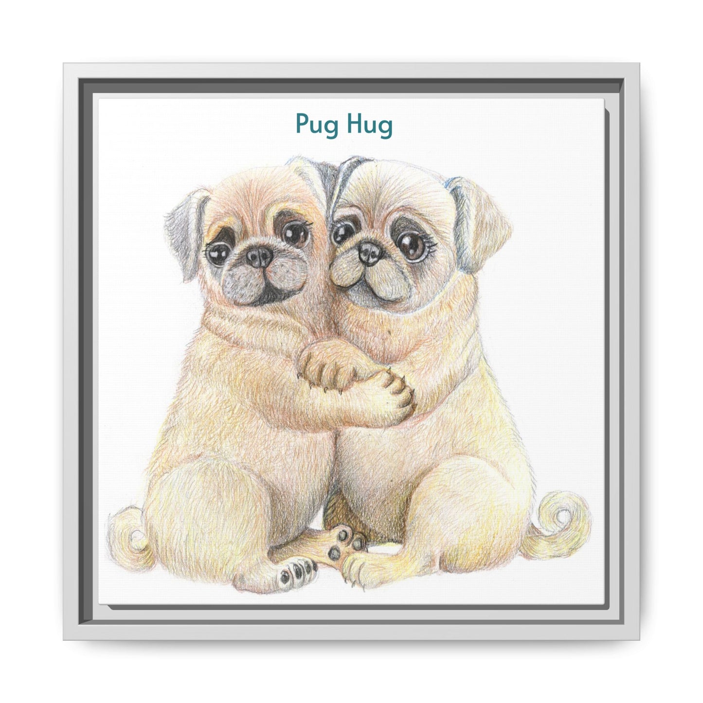 Pug Hug Framed Canvas Print