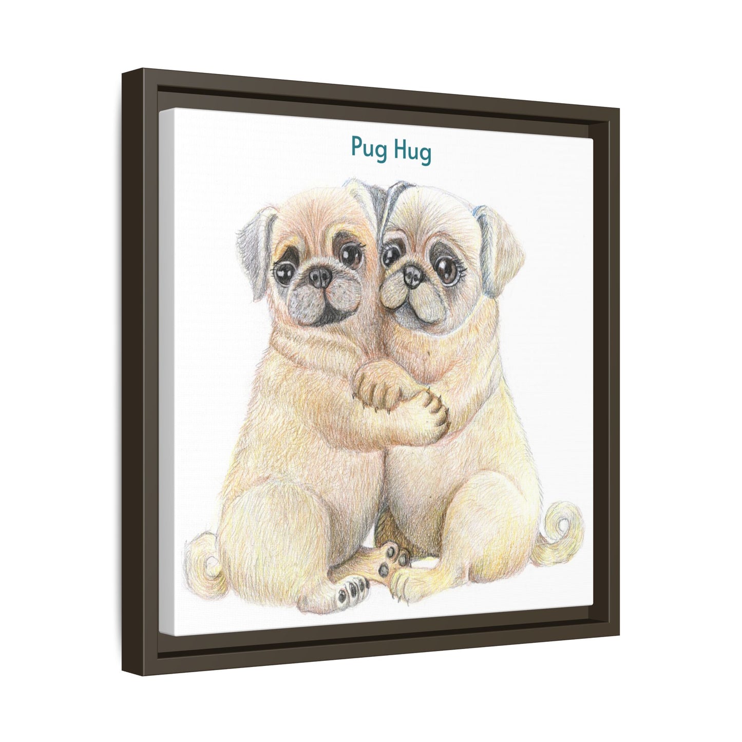 Pug Hug Framed Canvas Print