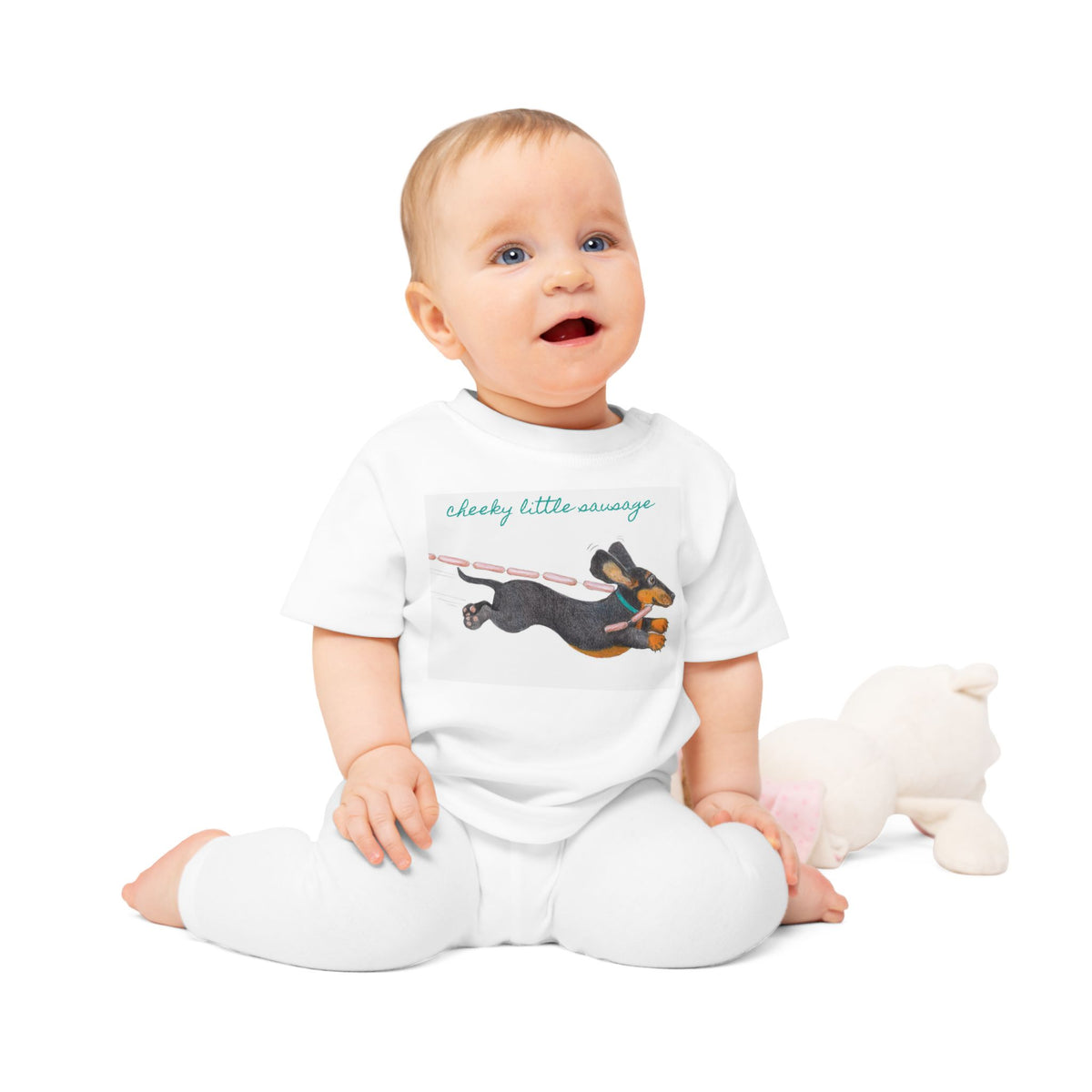 Cheeky Little Sausage Baby T-Shirt — Cute Dachshund Infant Tee