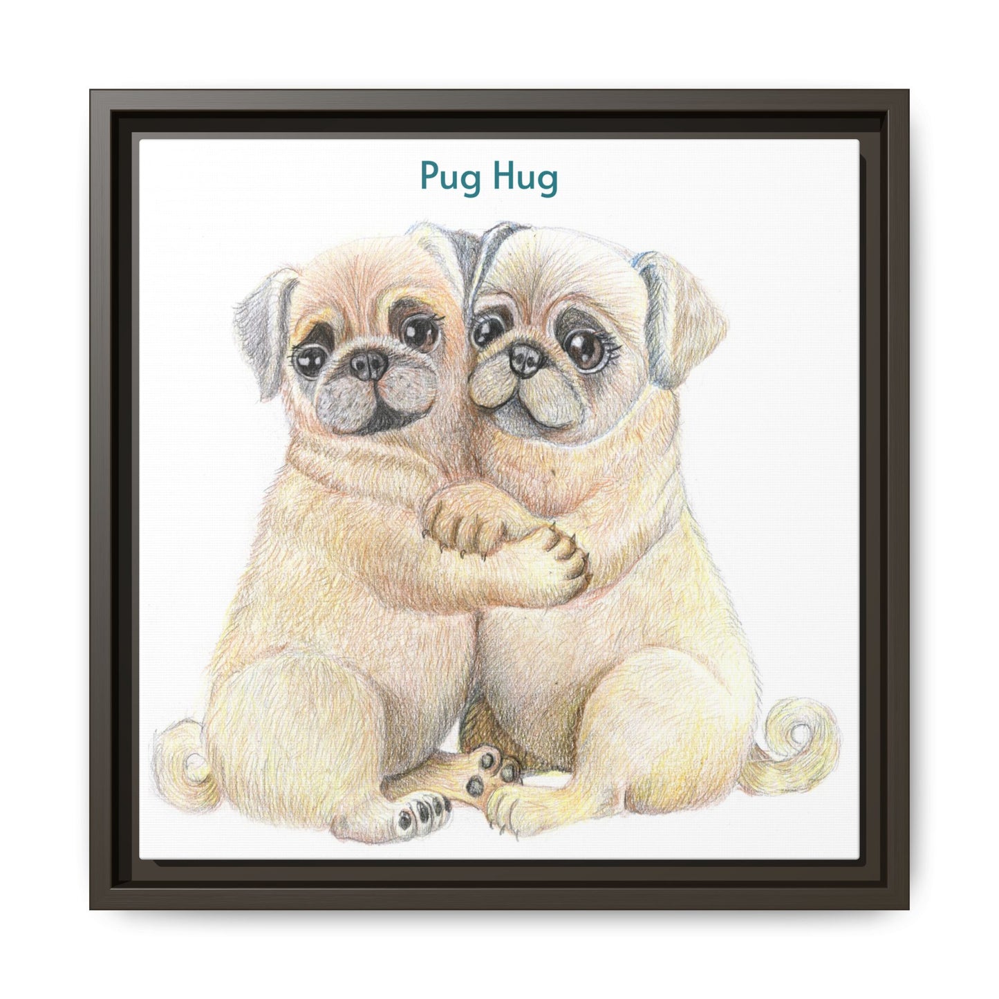 Pug Hug Framed Canvas Print