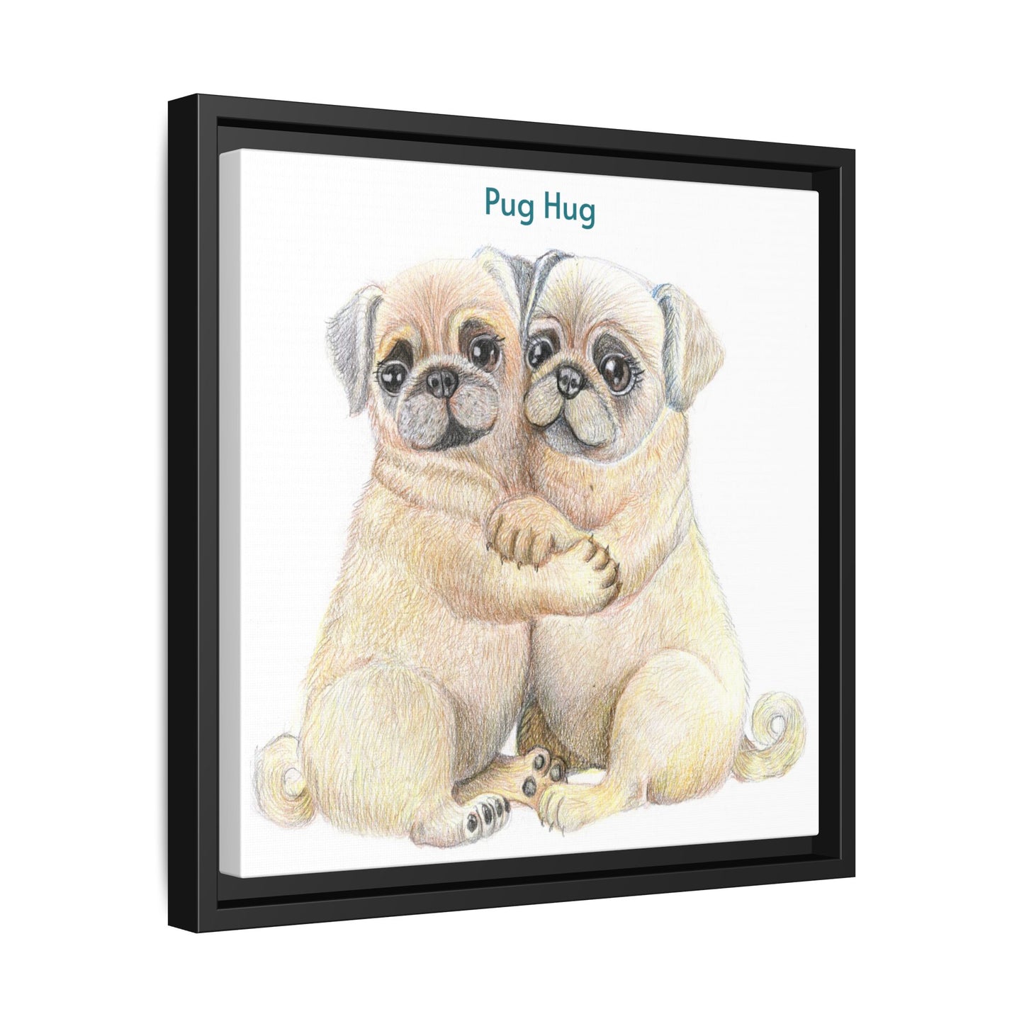 Pug Hug Framed Canvas Print